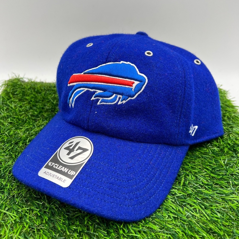 '47 Buffalo Bills NFL Royal Blue Wooly Clean Up Adjustable Strapback Dad Hat New